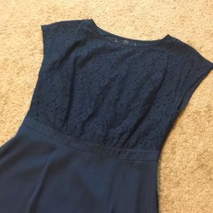 Navy Formal Lace and Silk Dress